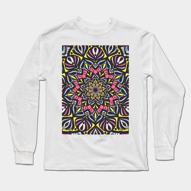 Mandala colorful flower pattern Long Sleeve T-Shirt by PaepaeEthnicDesign